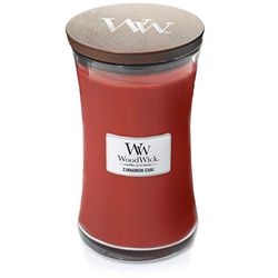 Woodwick Hourglass Vela cromada em frasco grande, vermelho (canela cáqui), 610 g