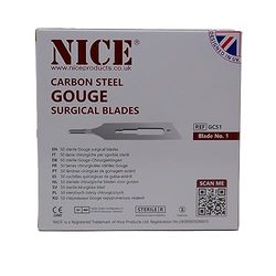 50 x NICE No.1 Gouge Sterile Carbon Steel Blades GCS1 for Manicure and Pedicure