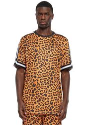 Urban Classics T-shirt för män överdimensionerad mesh AOP t-shirt orangeleopard S, Orange, S