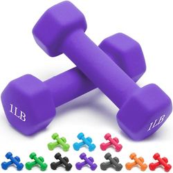 Portzon Manubri con pesi in 10 colori compatibili con set di 2 manubri in neoprene, 0,5-6,8 kg, antiscivolo, anti-rotolo, forma esagonale