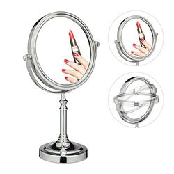 Relaxdays Specchio Trucco, Posteriore con Ingrandimento, Girevole a 360°, Bagno & Camera, HLP: 35,5x22,5x12 cm, argento