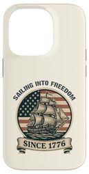 Sailing into Freedom Since 1776 4th of July Vintage USA Flag Case for iPhone 14 Pro