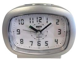 Unity Reloj Despertador Beep, Luz LED, Plateado, 9 x 7,5 x 4,5 cm