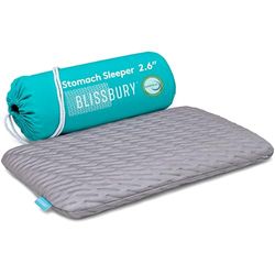BLISSBURY Thin 2.6" Stomach Sleeping Memory Foam Pillow. Slim, Flat, Cooling Sleep for Belly or Back with Soft Bamboo Washable Cover, Neck and Head Support for Men and Women Bedding Accessories