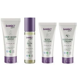 Bambo Nature Skin Care Bundle, Newborn Essentials, Eco-Labelled Baby Gift Set, Baby Lotion, Baby Hair & Body Wash, Baby Bath Oil, Soothing Cream, Skin-Friendly & Organic, Sustainable & Safe Bundle