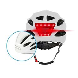 BEEPER - Helm met led voor en achter voor fiets, mountainbike, elektrische step ME134 (medium, wit)