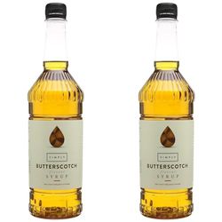 Simply Butterscotch Syrup, Vegan & Nut Free Flavoured Syrup for Coffee, Cocktails & Baking (1 Litre) (Pack of 2)