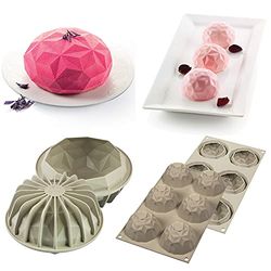 silikomart Conjunto moldes de silicone GEMMA, MINI GEMMA, conjunto de composição 2 moldes silicone platina, anti-aderente, design 3D, Ø 180 mm - Ø 68 mm, h 90 mm - h 42 mm, Made in Italy