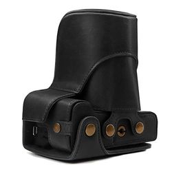 MegaGear Leather Camera Case, Black, for Canon EOS M6 Mark II 18-150mm Lens