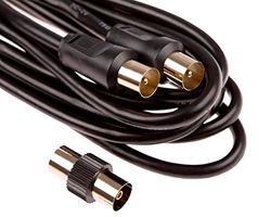 CDL Micro Gouden TV-antennekabel (M-M) met adapter (F-F) 5m ZWART