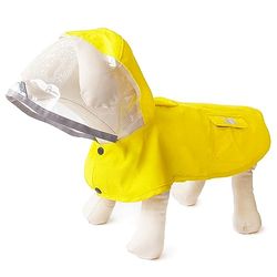 Manteau de Pluie imperméable pour Chien avec Poncho à Capuche, Veste de Pluie Jaune hautement réfléchissante et réglable avec Trou pour Laisse, pour Chiens de Petite, Moyenne et Grande Taille (Taille
