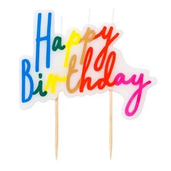Talking Tables Bougies colorées de joyeux anniversaire | Décoration de gâteau lumineuse et audacieuse | Décorations de fête arc-en-ciel pour adultes, enfants, garçons, filles, 8cm x 10cm