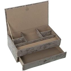 DRW Sieradenkistje met 1 lade van fluweel, beige, 29 x 17,5 x 9,5 cm