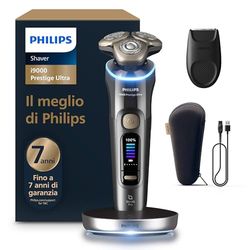 Philips Shaver i9000 Prestige Ultra, rasoio elettrico Wet & Dry, tecnologia Skin IQ Pro, triplo sistema di sollevamento e taglio, lame di precisione NanoTech 360º, 5 modalità di rasatura, XP9402/11