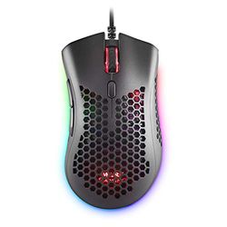 Mars Gaming MMEX Negro, Ratón Gaming RGB, 32K DPI, Cable Feather, Switches Ópticos