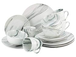 Creatable, 22775, MARBLE series, combination service 16 pieces, Porcelain, bianco