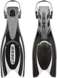 Cressi Frog Plus Open Heel Scuba Dive Fins (Made in Italy), Black/Silver, XS/S-4.5/5.5