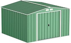 Duramax ECO 10 x 10 (9.16 m²) abri de jardin en métal, Abri de jardin en métal galvanisé à chaud, Abri de stockage d'outils, structure de toit renforcée, abri en métal sans entretien, vert