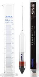 ARKA areometerset | dichtheidsmeter incl. thermometer & meetcilinder - voor elk zeewateraquarium, meetinstrument veilig en eenvoudig te gebruiken, ook geschikt voor laboratoriumgebruik. | 1 stuk