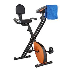 Relaxdays Cyclette pieghevole con schienale, resistenza magnetica a 8 livelli, display LCD, altezza regolabile, multicolore