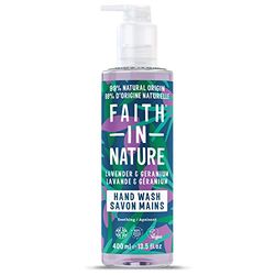 Savon Mains Naturel Lavande & Géranium Faith In Nature, Apaisante, Vegan & Cruelty Free, Sans Parabènes & SLES, 400ml