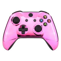 eXtremeRate Coque Avant de Remplacement pour Xbox One S/X Manette, Coque Avant Customisé pour Xbox One S/X Manette (Modèle 1708), Chromé Rose