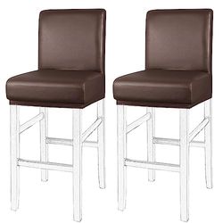 PiccoCasa Lot de 2 Housses de Tabouret de Bar en Similicuir - étanches, avec Bande élastique - Café