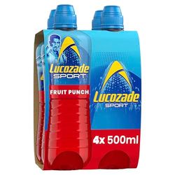 Lucozade Sport Body Fuel - Fruit Punch, 4x500ml| Isotonic sports drink, with Electrolytes and Vitamin B3 | Still | Bursting with Flavour