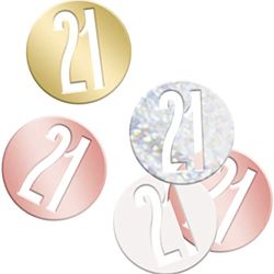 Unique Party 84947 Verjaardag Confetti Cutouts-5 oz. | Glittery Rosegold| 1 pak, Rose Gold, Leeftijd 21