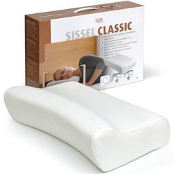Sissel Unisex - volwassenen ergonomisch nekkussen Classic incl. velours bekleding, polyurethaanschuim, actief ondersteunend, wit, M (47 x 33 x 11 cm)