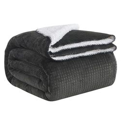 GC GAVENO CAVAILIA Sherpa Fleece Throw Blankets - Fluffy Warm Cosy Blankets Double (130X180 Cm) - Black