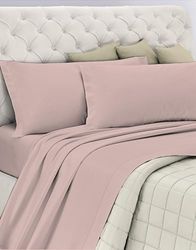 Sängset i bomull, 100% bomull som andas fritt från skadliga ämnen, kvalitetscertifierad standard 100 av OEKO-TEX Förtroende för textil, 1 dubbelsäng, COL ROSA, Designad i Italien