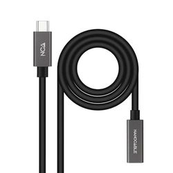 USB 3.2 Gen2 type C M/H-kabel 1,5 m, zwart, ideaal voor snelle gegevensoverdracht en opladen van apparaten.