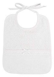FILET Unisex baby AM281W rektangulär haklapp med Aida väska för brodering, tillverkad av bomullsfrotté rosa, med sangallo-spets, perfekt för nyfödda, 100% tillverkad i Italien, färg vit, en storlek,