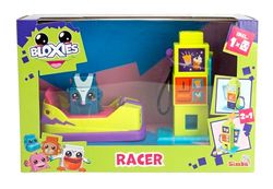 Simba Bloxies 105952629 – Juego de vehículo con función Press and Go, 12 cm, estación de Carga 2 en 1 y Snack automático, 1 Figura Bloxie, a Partir de 3 años