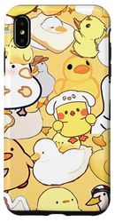 Carino Anatra Kawaii Pollo Giallo Collage Custodia per iPhone XS Max