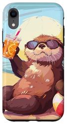 Carcasa para iPhone XR Dibujos Animados Lindo Nutria Marina Verano Playa Divertido