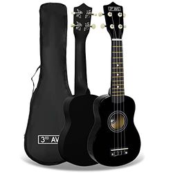 3rd Avenue sopraan ukulele voor beginners 21 inch - zwart - GRATIS ukelele-tas