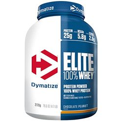 Dymatize Elite 100% Whey Chocolate Peanut 2170g - High Protein Low Sugar Powder + Whey Protein and BCAAs