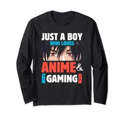 Just A Boy Who Loves Anime and Gaming Anime Manga Video Game Maglia a Manica