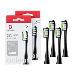 Oclean Lot de 4 têtes de brosse à dents électriques Oclean avec poils DuPont - Pour brosse à dents électrique - En forme de W - Pour brosse à dents sonique - Noir
