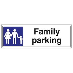 VSafety 74038BJ-R Allmän skylt, familjeparkering", styv plast, landskap, 450 mm x 150 mm, svart/blå