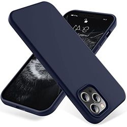 Hoes voor iPhone 12 Pro Max, slanke beschermhoes van vloeibare siliconen, compatibel met iPhone 12 Pro Max 6,7 inch, schokbestendig, krasbestendig, donkerblauw