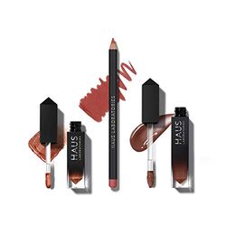 HAUS LABORATORIES By Lady Gaga: HAUS OF COLLECTIONS | Makeup Kit with Bag, Liquid Eyeshadow, Lip Liner Pencil, and Lip Gloss Available in 13 Sets, Vegan & Cruelty-Free | 3-Piece Value Set