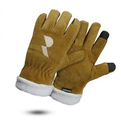 ROSTAING Guantes MONTBLANC – Par de guantes cálidos de piel con relleno y táctiles, ideales para trabajos al aire libre, jardinería invernal, guantes cálidos, cómodos, antifríos y forro de muletón