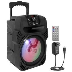 Pyle Enceinte Bluetooth Puissante, 400W, Subwoofer 4 Ohm, Enceinte Sono Portable avec Entrées USB/MP3/Radio FM/Micro, Lumières LED Multicolores, Batterie Rechargeable Intégrée avec Télécommande