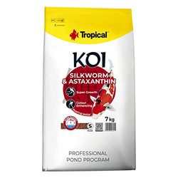 KOI Silkworm&ASTAXANTHIN Pellet Size S 7kg - alimento para la alimentación Diaria de pequeñas Carpas koi en Estaciones cálidas, a Temperatura del Agua: 15 a 30oC
