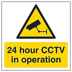 V Safety 24hr CCTV In Operation - 150mm x 150mm - Self Adhesive Vinyl
