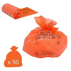 Kliniska avfallsväskor – medium plikt, 20 Litre/5 kg, Orange, 50