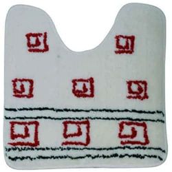 MSV badmat acryl, 50 x 50 cm (WC en wastafel), latex, spiraal rood/witte achtergrond, 80 x 150 cm
